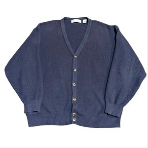 Cypress Links Cardigan Sweater Large Button-Front Blue Cotton Golf Wear